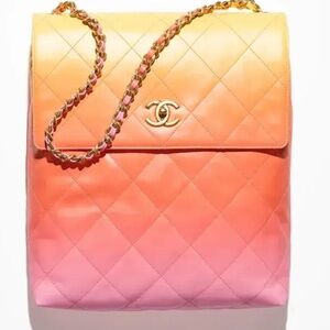 Chanel Gradient Calfskin Pink Orange Yellow Hobo Flap Bag